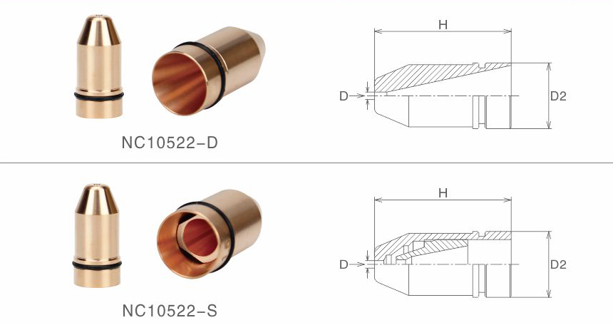 Bullet Laser Nozzles For Fiber Laser Cutting Head Parts Double Layer Normal Bullet Head Single